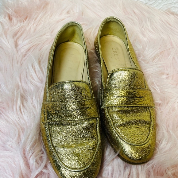 J. Crew Gold Metallic Flats Elegant Slip-On Design - Picture 3 of 3